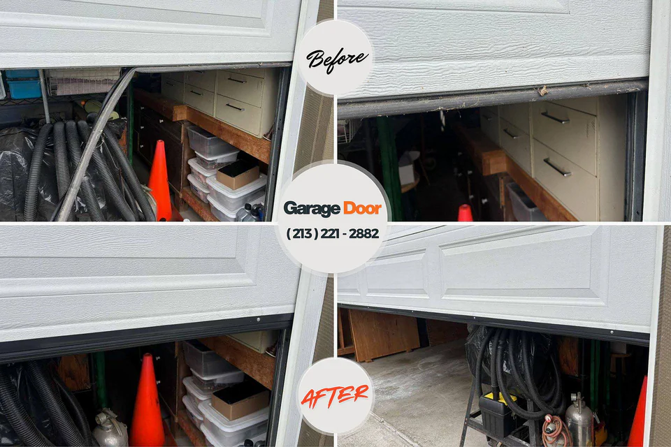 Before and after: garage door repair Port Ewen, NY